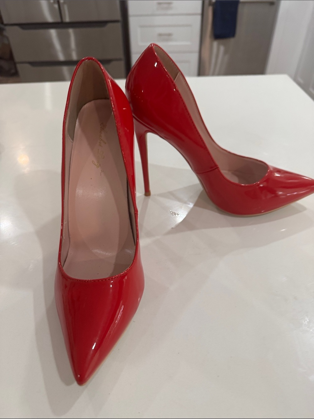 Red Patent Pointed-Toe Stiletto Pumps